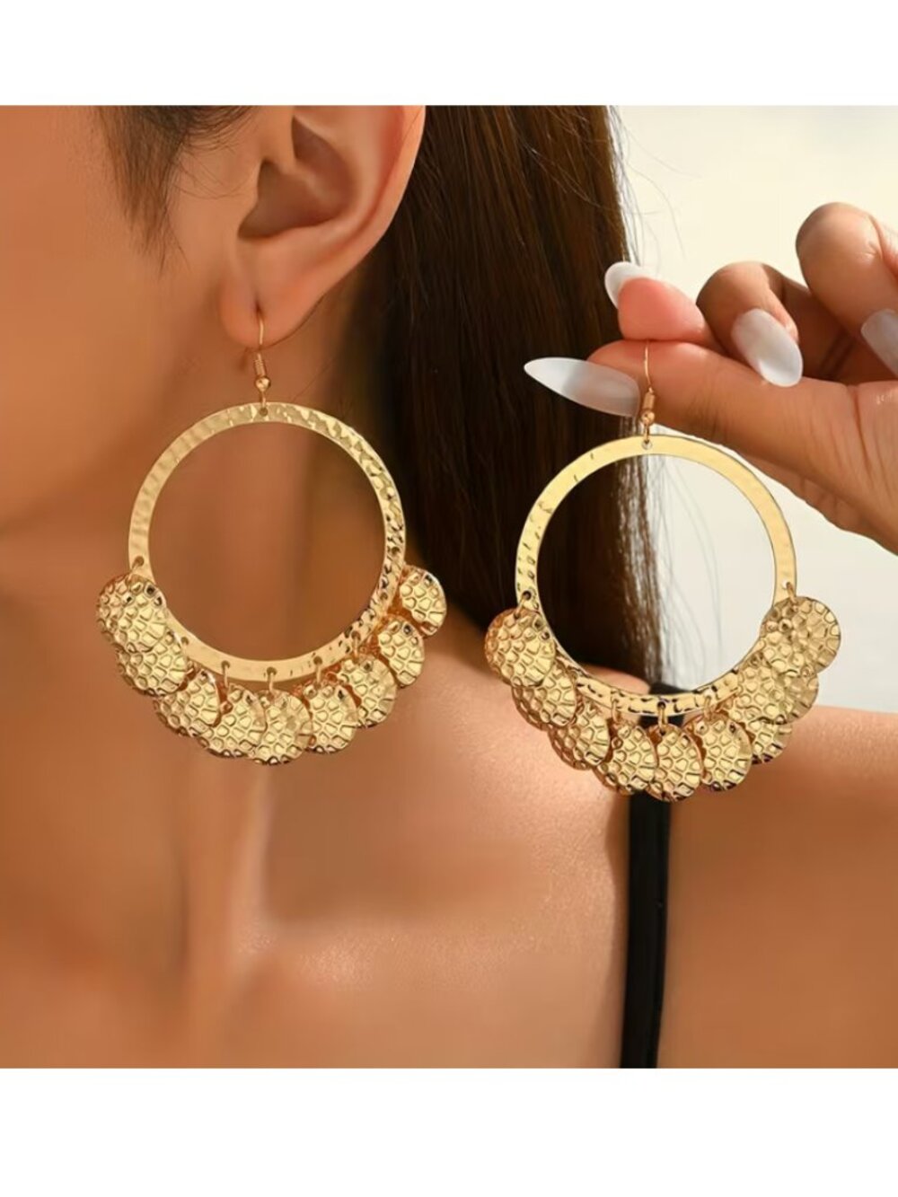 14K Gold Womens 3.5" Large Chunky Hoop Earrings Ladies 14 K Silver Hoops Jewelry